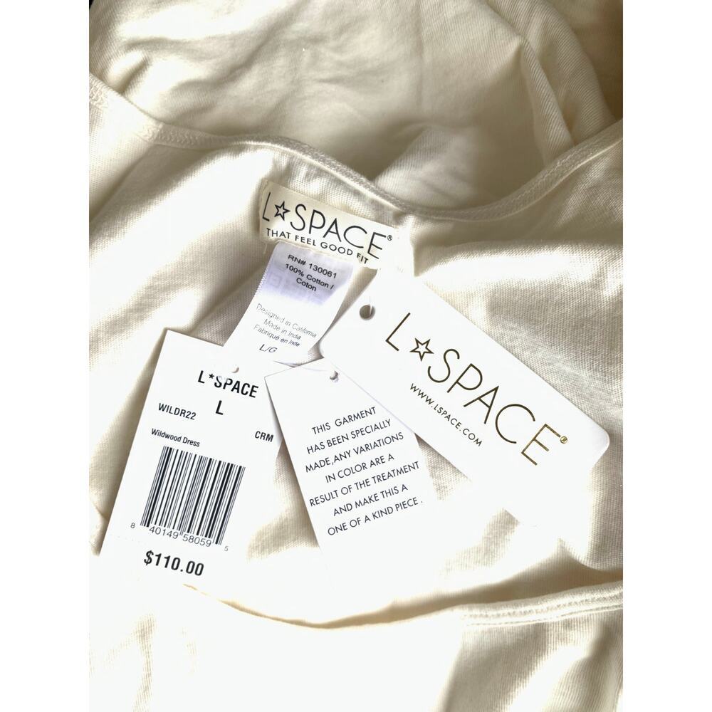 L*Space Wildwood Mini Tank Dress Cream Large Pullover Sleeveless Ruched Cotton - Picture 7 of 8